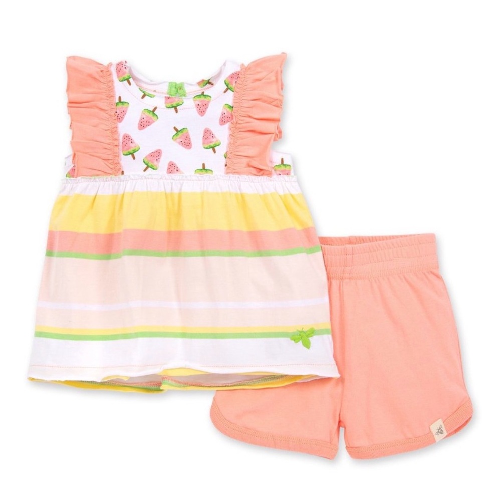 BNWT’s Burt’s Bee Baby Watermelon Organic Baby Tank Top & Shorts Set 3-6 months